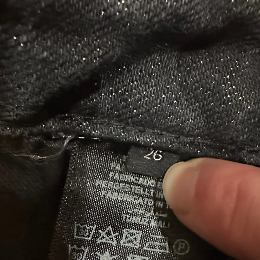 Karl Lagerfeld Black Distressed Skinny Metallic Jeans size 26 Luxury Denim - Picture 5 of 8